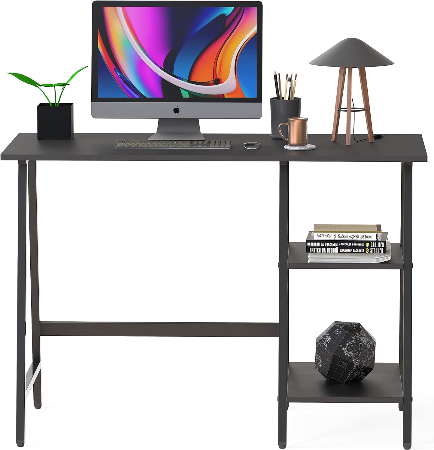 Trestle Home Office Computer Desk, Black