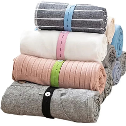 50/20/10Pcs Bed Sheet Organizer Bands Elastic Band, Roll-Up Adjustable Clothing Storage Strap with Button, Luggage Space Saver