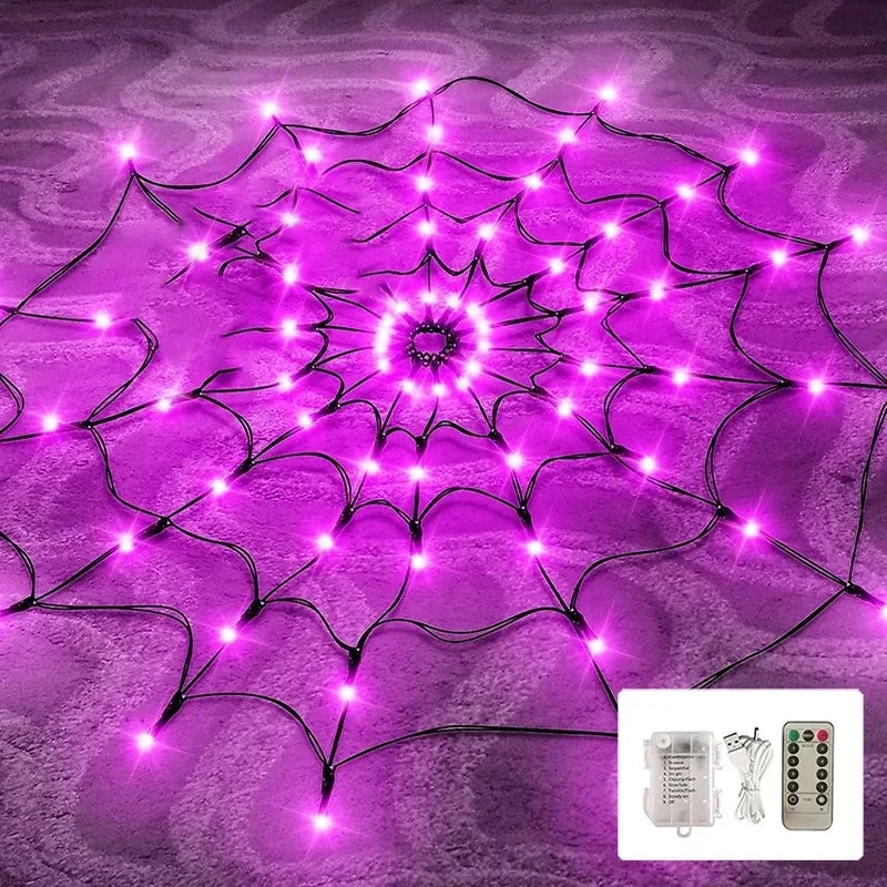 Halloween Glowing Spider Web Halloween Decoration Lights Spider Web Lights Halloween Decoration Outdoor Indoor Halloween Decor