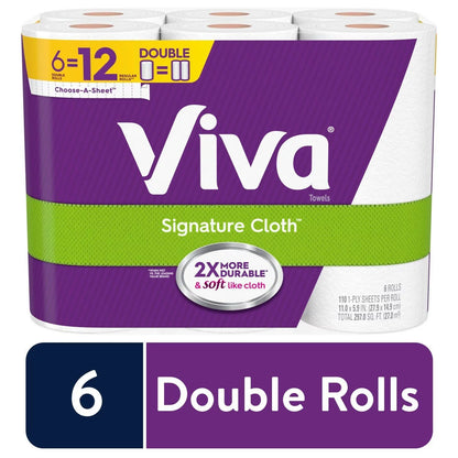 Signature Cloth Paper Towels, 6 Double Rolls, 110 Sheets per Roll (660 Total)