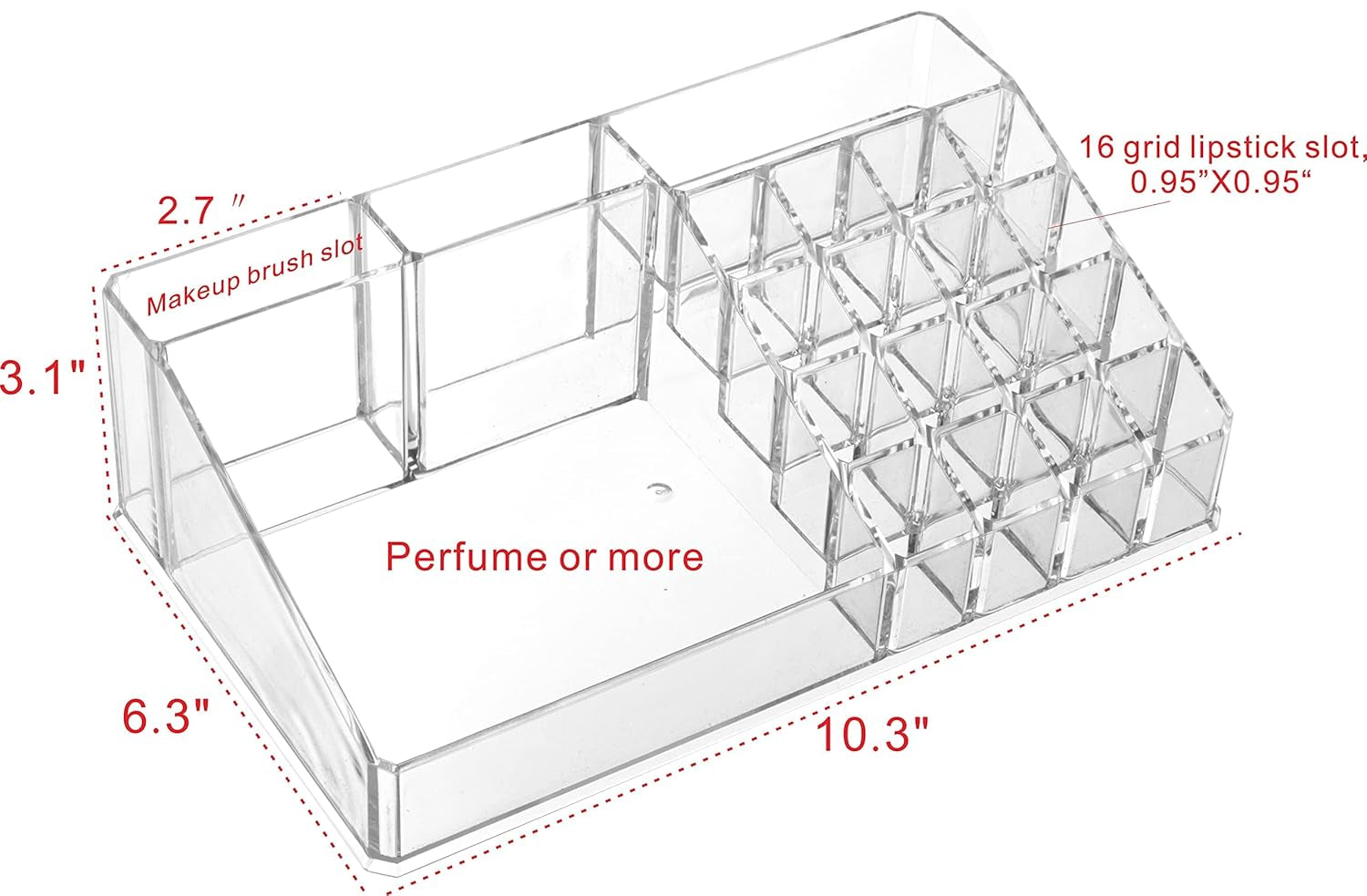 Clear Makeup Organizer Skin Care Cosmetic Display Cases for Jewelry Hair Accessories Lip Gloss Perfum Tray Lipstick Brush Holder,Pack of 1 by